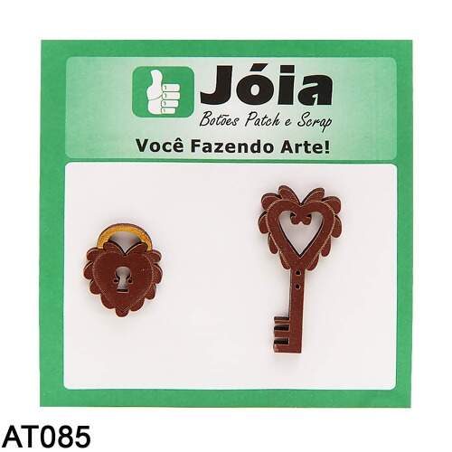 Botão MDF Patchwork Ref AT 085 Chave - Jóia