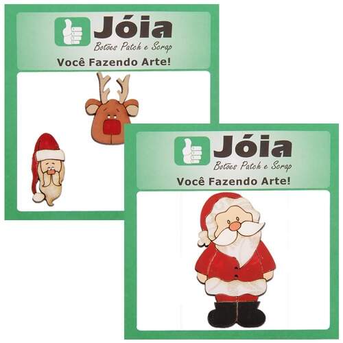 Botão MDF Patchwork Modelos de Natal - Jóia