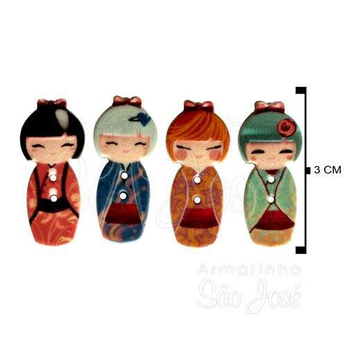 Botão Patchwork We Care About Kokeshi