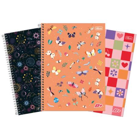 Caderno Espiral Capa Dura Universitário Tilibra D+ Fem. 10 Matérias 200 Folhas