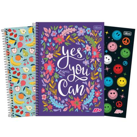 Caderno Espiral Capa Dura Universitário Tilibra D+ Fem. 16 Matérias 320 Folhas
