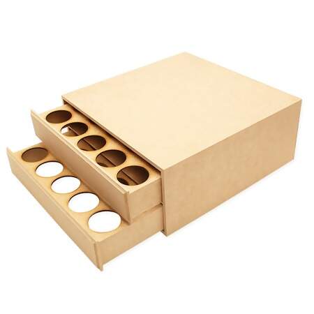 Caixa de MDF com 2 Gavetas para 50 Cápsulas de Café M Ref.0896 31x30x12,5cm