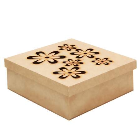 Caixa de MDF Tampa Floral Ref.469 20x20x7cm