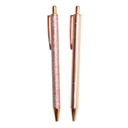 Caneta Esferográfica Metálica Glitter Rosê Gold BRW 1,0mm CA0722 02 Und