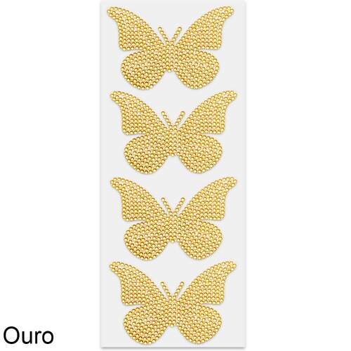 Cartela Adesiva Wei Borboleta Código Bor-4P - 8cm - 04 unidades