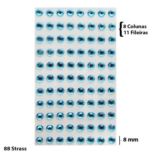 Cartela Adesiva Wei Strass 8mm