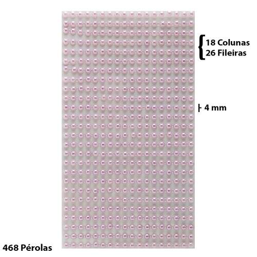 Cartela Adesiva Wei Meia Pérola 4mm com 468 Und