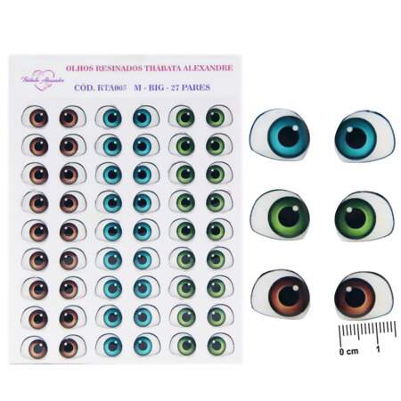 Cartela de Olhos Resinados Big RTA-005 Pares Sortidos