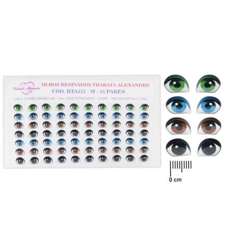 Cartela de Olhos Resinados RTA-122 Pares Sortidos