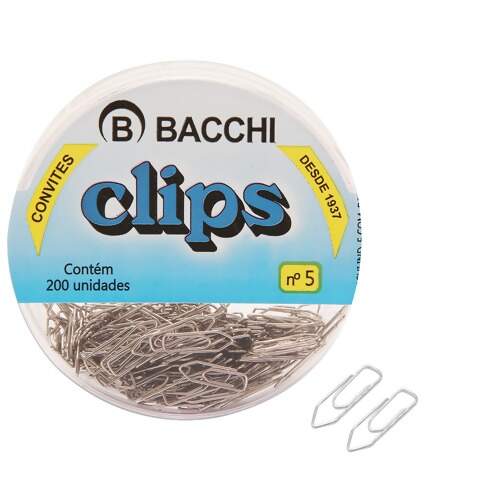 Clips Bacchi Niquelado N.05 Caixa com 200 Und