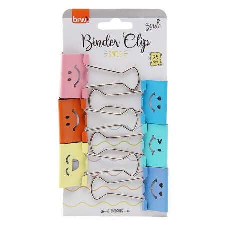 Clips para Papel Binder BRW Emoji 25mm BD2502 06 Und