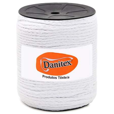 Cordão Trançado Duplo de Algodão Danitex A22 13mm Branco com 70mts