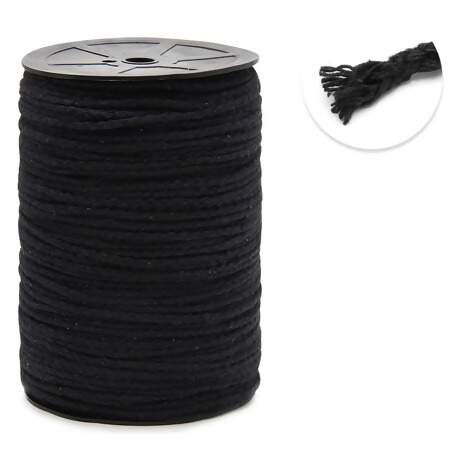 Cordão Trançado Duplo de Algodão Danitex A10 4mm Preto com 250mts