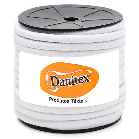 Cordão Trançado de Algodão Danitex 8mm Branco com 20mts