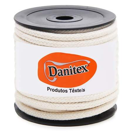 Cordão Trançado de Algodão Danitex 6mm Cru com 20mts