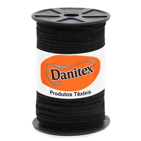 Cordão Trançado de Algodão Danitex 2mm Preto com 50mts