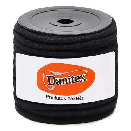 Cordão Trançado de Algodão Danitex 5mm Preto com 30mts