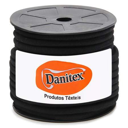 Cordão Trançado de Algodão Danitex 8mm Preto com 20mts