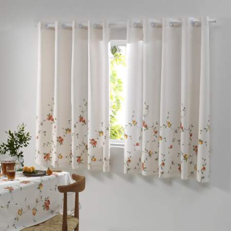 Cortina para Cozinha Olga Dohler c/ Ilhós Pêssegos 3,20 x 1,50m