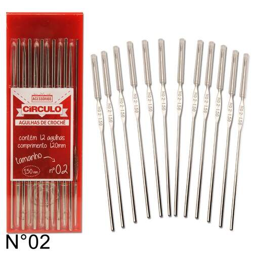 Agulha de Crochê Aço Niquelado Circulo com 12 Und