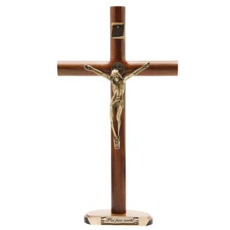 Cruz de Madeira Cilíndrica 26cm de Mesa