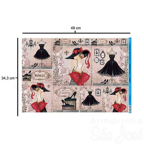 Papel para Decoupage Litoarte 34,3cm x 49cm - Modelos I