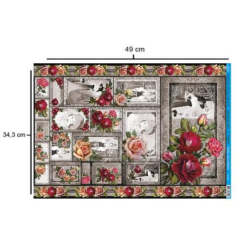 Papel para Decoupage Litoarte 34,3cm x 49cm - Modelos III