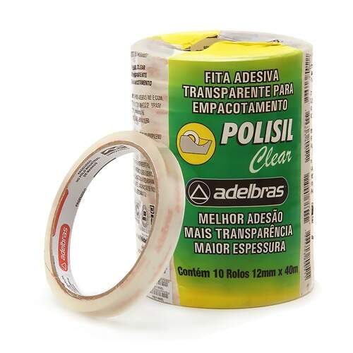 Fita Adesiva Adelbras Polisil 12mmx40mts pacote com 10 unidades