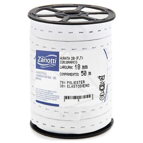 Elastico Aurata Com Furos 20 Branco 18mm com 50mts