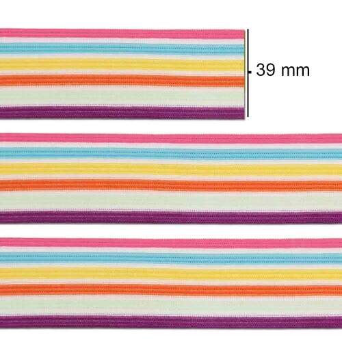 Elástico São José Colombe Crochet Chato Colorido 39mm Rolo c/25mts