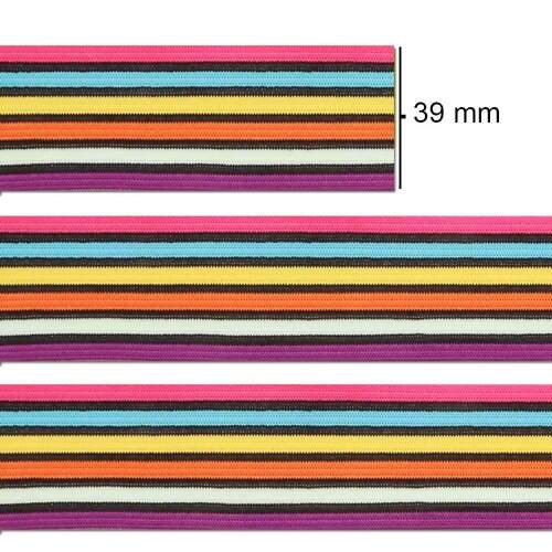 Elástico São José Colombe Crochet Chato Colorido 39mm Rolo c/25mts