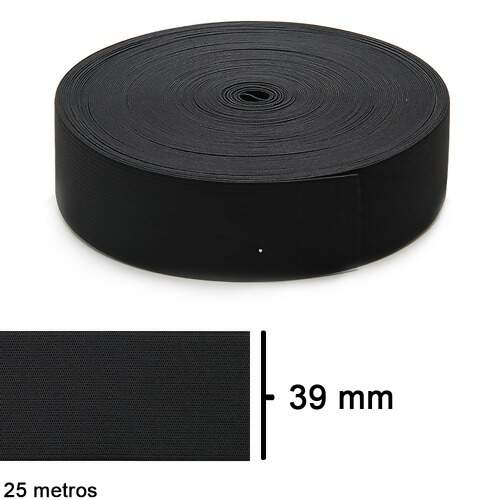 Elastico Jaraguá Zanotti n.40 preto 39mm rolo com 25 metros