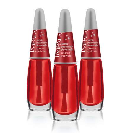 Esmalte Impala Verniz Intensificador de Vermelho Cobertura Espelhada 7,5ml