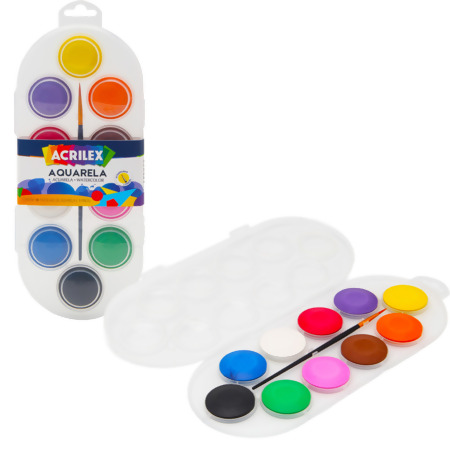 Estojo Aquarela em Pastilhas Acrilex