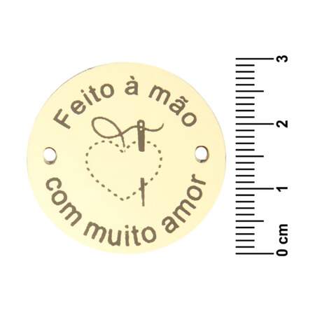 Etiqueta Acrílica Redonda Feito à Mão Com Muito Amor 10 Und