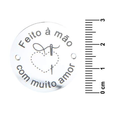 Etiqueta Acrílica Redonda Feito à Mão Com Muito Amor 10 Und