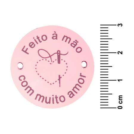 Etiqueta Acrílica Redonda Feito à Mão Com Muito Amor 10 Und