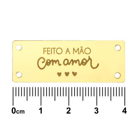 Etiqueta Acrílica Retangular Feito a Mão com Amor 10 Und