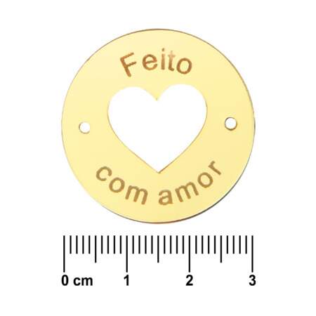 Etiqueta Acrílica Redonda Feito Com Amor 10 Und