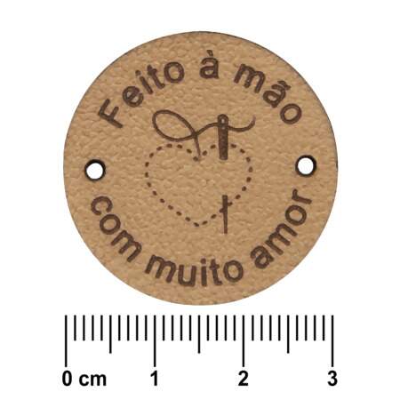 Etiqueta em Couro Redonda 3cm 10 Und