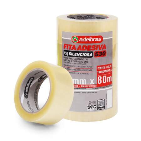 Fita Adesiva Silenciosa Adelbras 530 45mmx80mts Transparente 4 Und