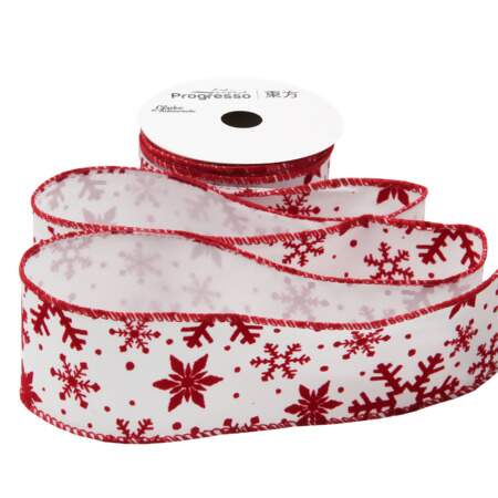 Fita Aramada Natal Progresso TCF018 Estrelas Vermelha 63mm 10mts 