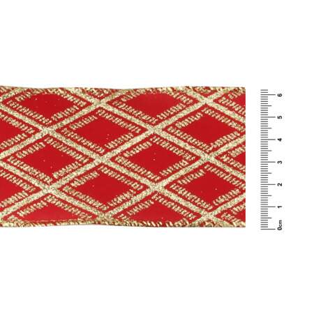 Fita Aramada Natal Progresso TCG056 Geométrico Vermelho 63mm 10mts 