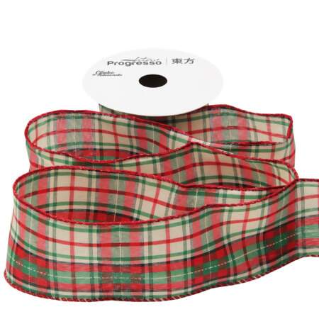 Fita Aramada Natal Progresso XC030 Xadrez Natalino 63mm 10mts 