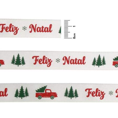 Fita de Cetim Natal Progresso ECF003S N.03 149 Feliz Natal 10mts