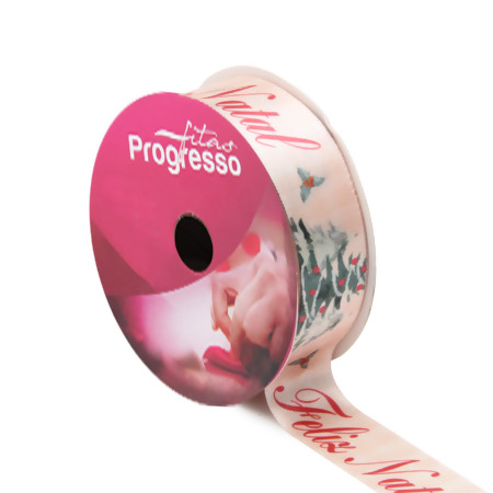 Fita de Cetim Natal Progresso ECF005TR N.05 221 Pinheiro Feliz Natal 10mts