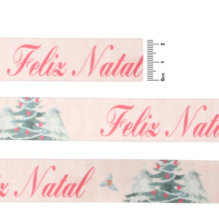 Fita de Cetim Natal Progresso ECF005TR N.05 221 Pinheiro Feliz Natal 10mts