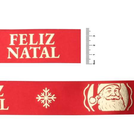 Fita de Cetim Natal Progresso ECF009F N.09 018 Feliz Natal Vermelho 10mts