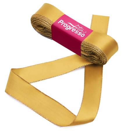 Fita de Cetim Com Ourela Dourada N.05 Progresso 22mm 10mts