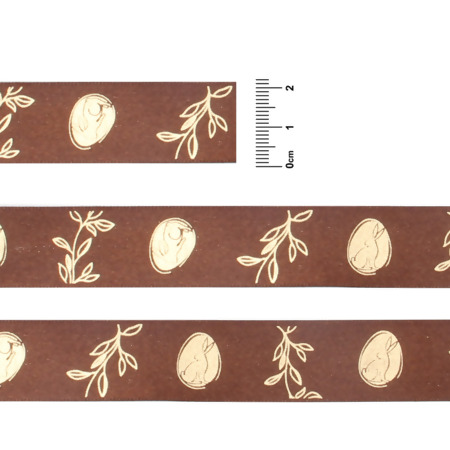 Fita de Cetim Páscoa Progresso ECF005H N.05 1111 Ovos Páscoa Marrom 10mts